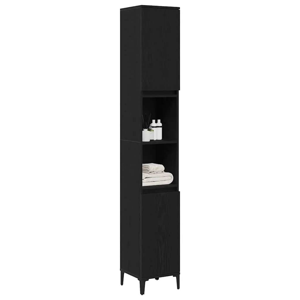Black Oak Bathroom Cabinet for Organized Storage