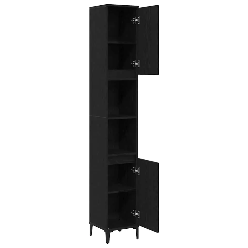 Black Oak Bathroom Cabinet for Organized Storage