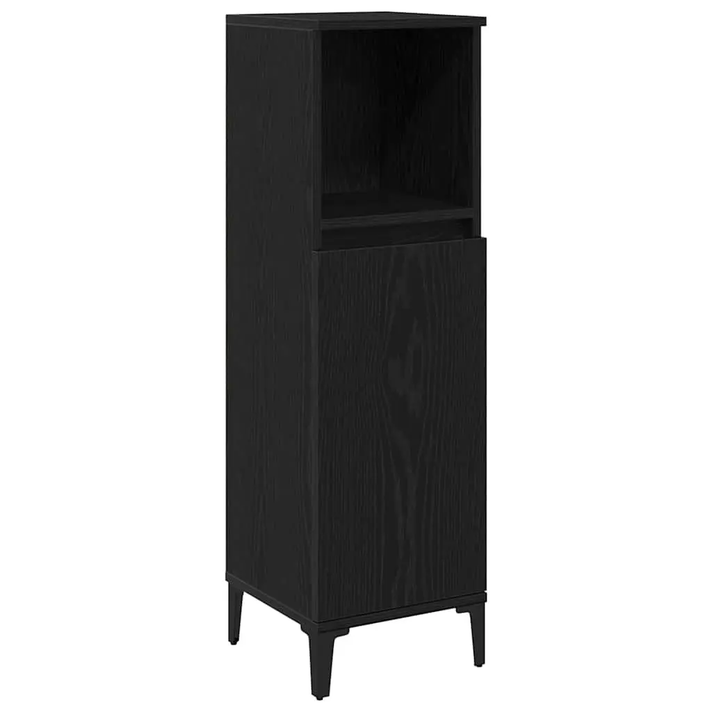 Bathroom Cabinet Black Wall-Mounted Modern Engineered Wood