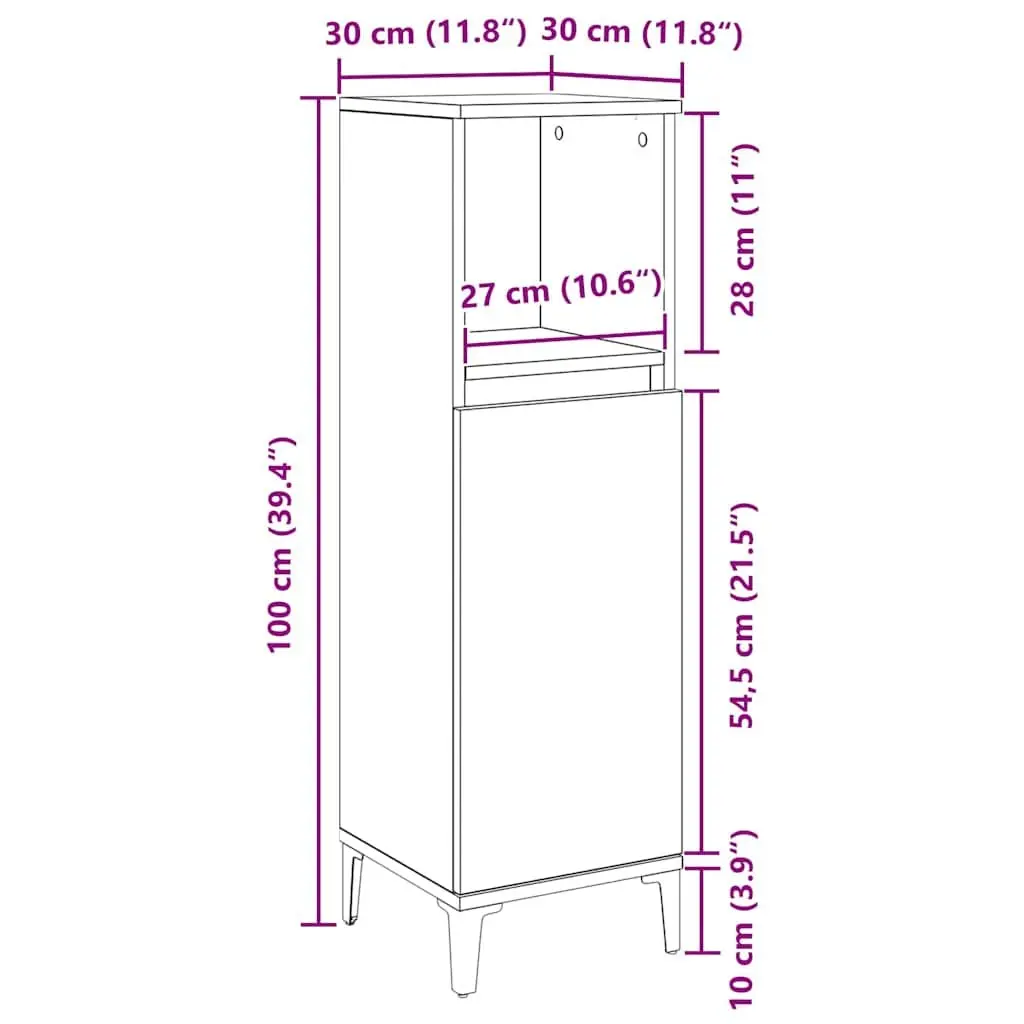 Bathroom Cabinet Black Wall-Mounted Modern Engineered Wood