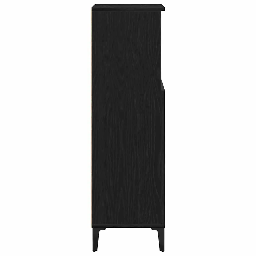 Bathroom Cabinet Black Wall-Mounted Modern Engineered Wood