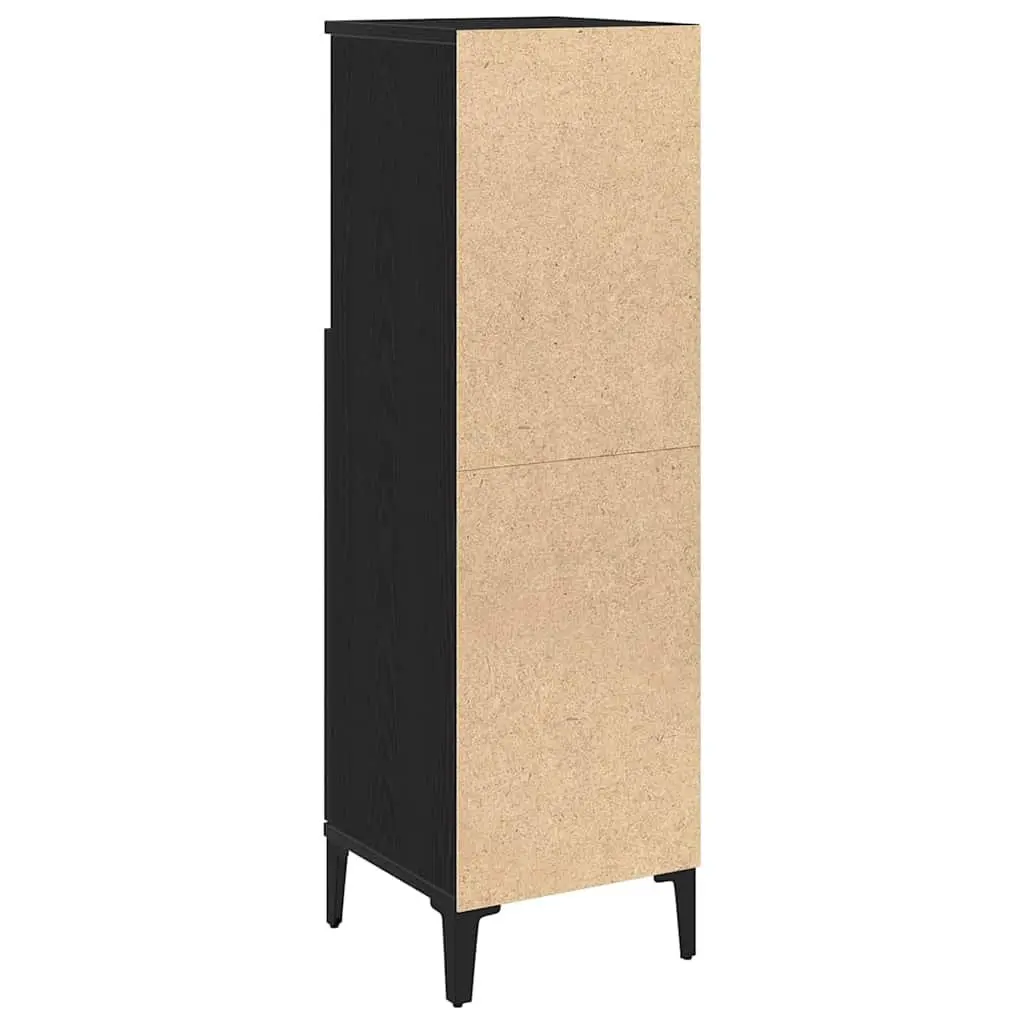 Bathroom Cabinet Black Wall-Mounted Modern Engineered Wood