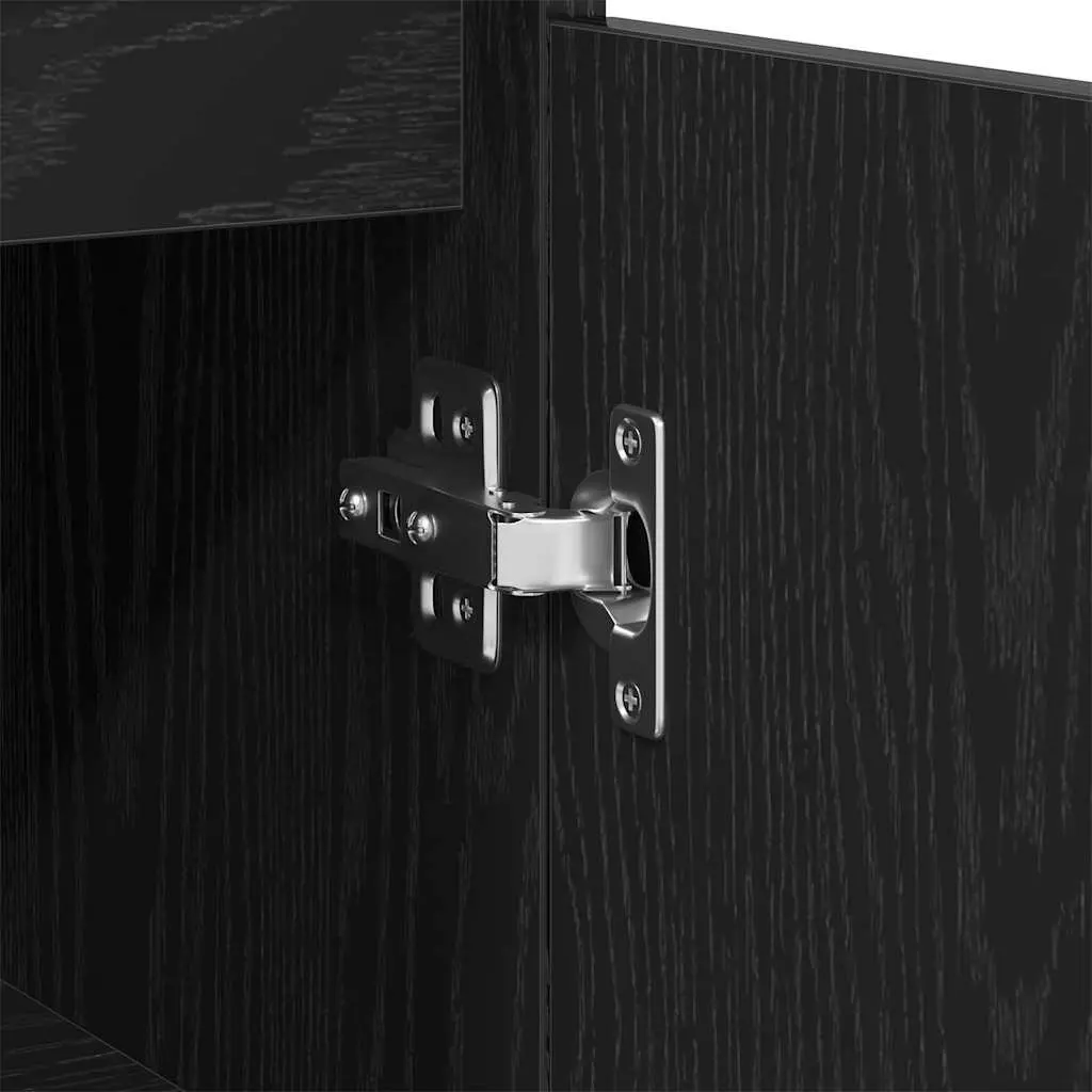 Bathroom Cabinet Black Wall-Mounted Modern Engineered Wood