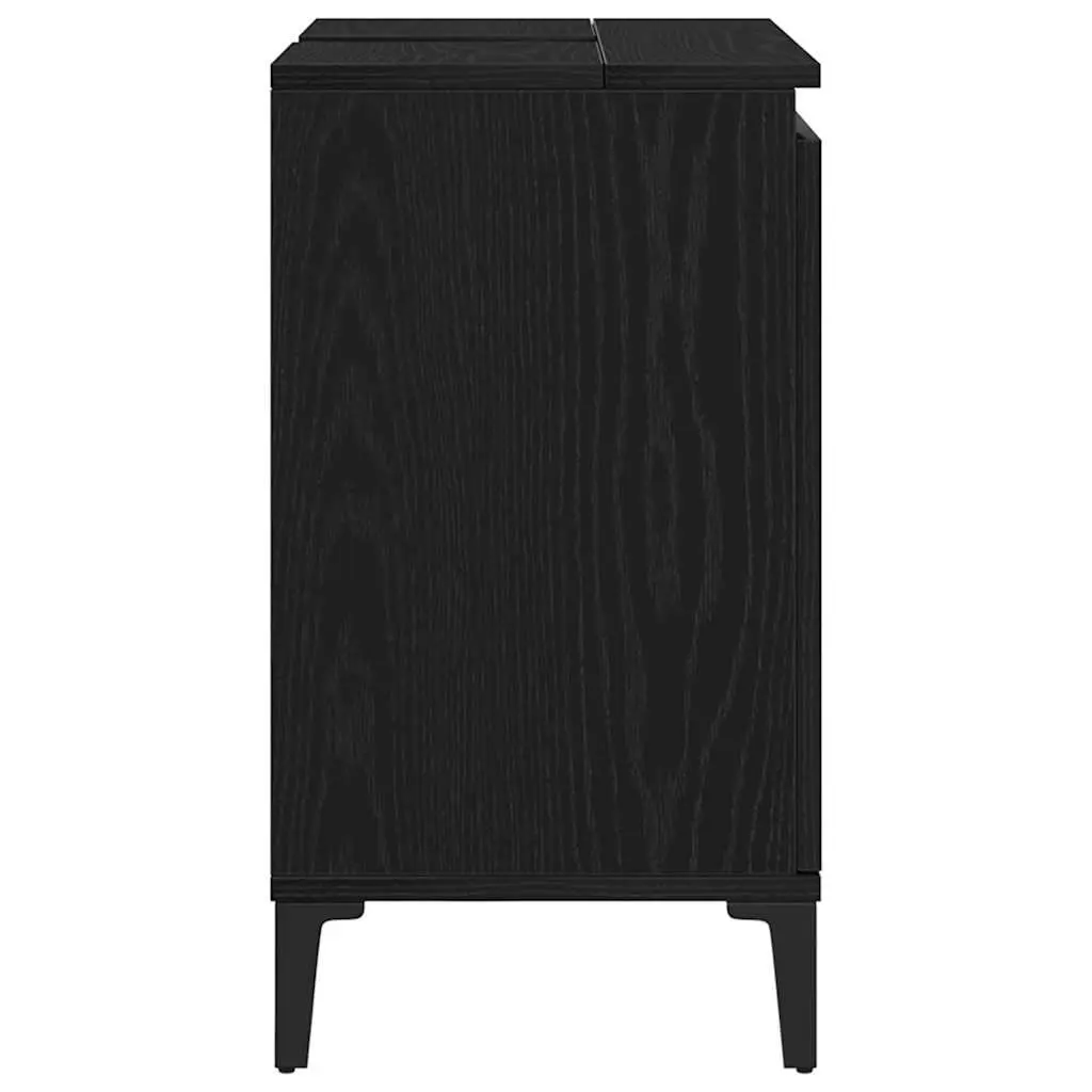 Bathroom Vanity Unit Wall-Mounted Sink Cabinet Black Oak Storage Furniture