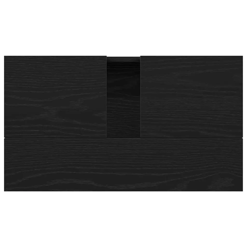 Bathroom Vanity Unit Wall-Mounted Sink Cabinet Black Oak Storage Furniture