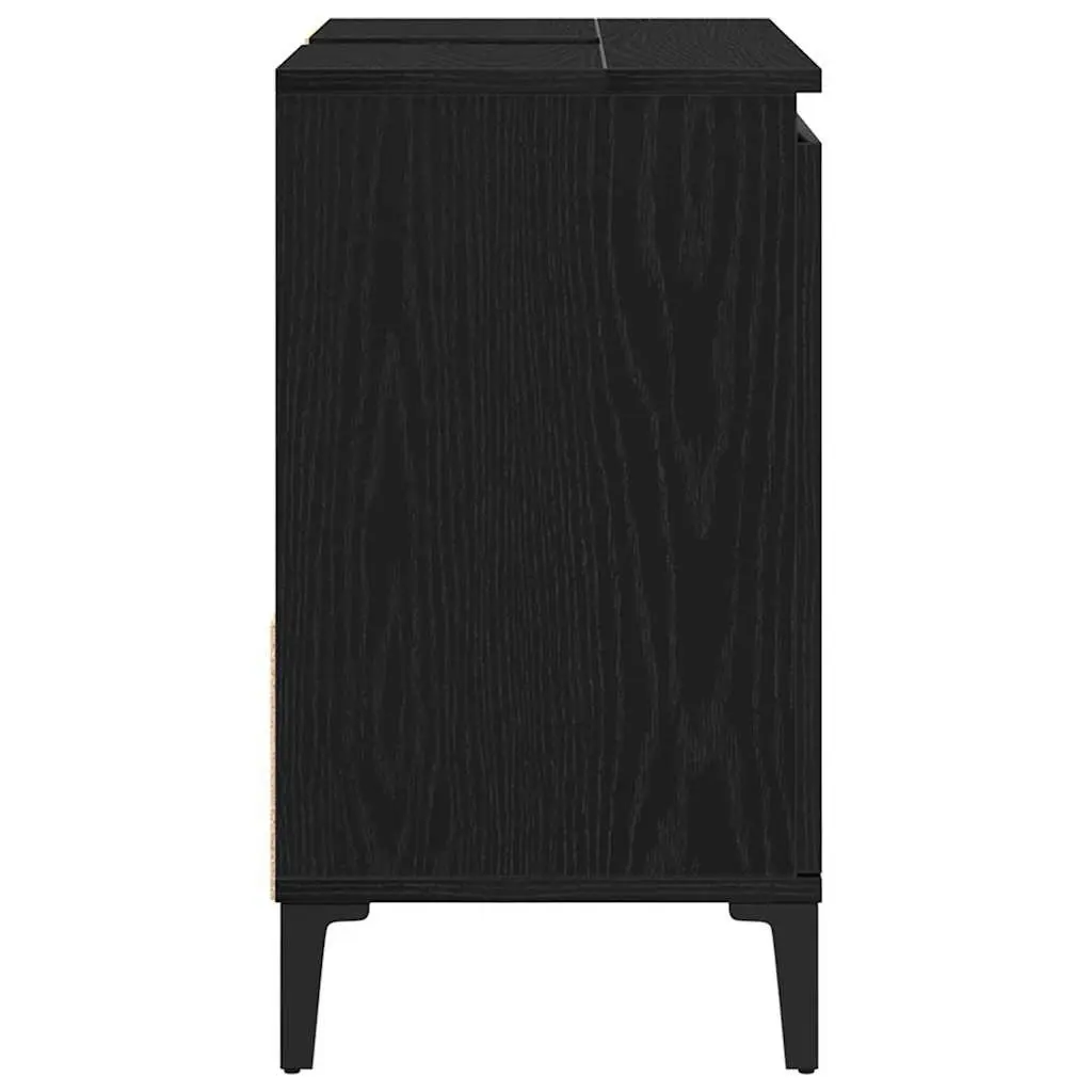 Bathroom Vanity Cabinet Wall-Mounted Storage Unit Black Oak Engineered Wood