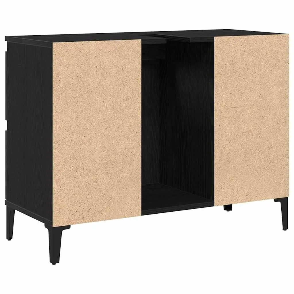 Bathroom Sink Vanity Cabinet Wall-Mounted Storage Organiser Modern Design Black