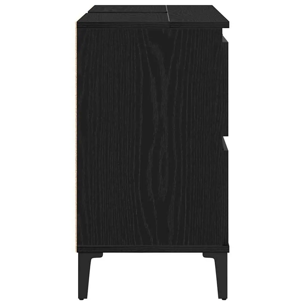 Bathroom Sink Vanity Cabinet Wall-Mounted Storage Organiser Modern Design Black