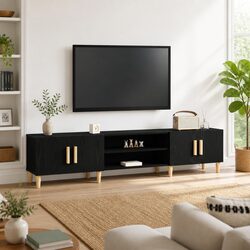 Compact and Stylish 180cm Black TV Cabinet