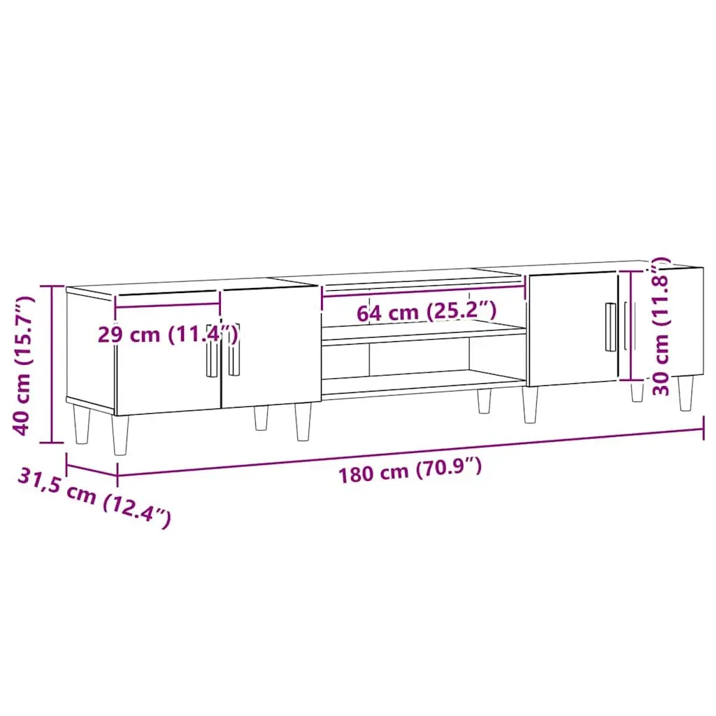 180cm Black TV Cabinet