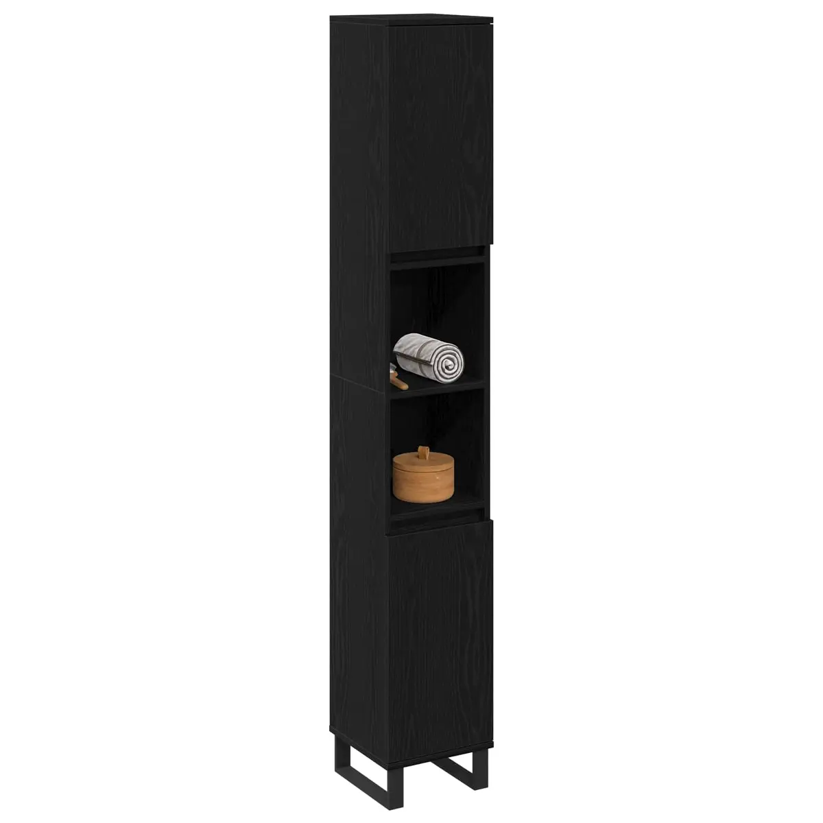 Bathroom Vanity Cabinet Black 30x30x190cm Modern Storage Unit