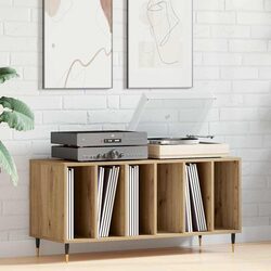 Brown Record Cabinet with Engineered Wood and Steel Legs