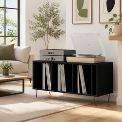 Compact Black Oak Storage Cabinet for Any Space