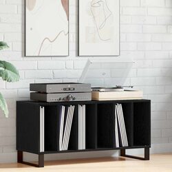 Compact and Stylish Black Media Storage Cabinet