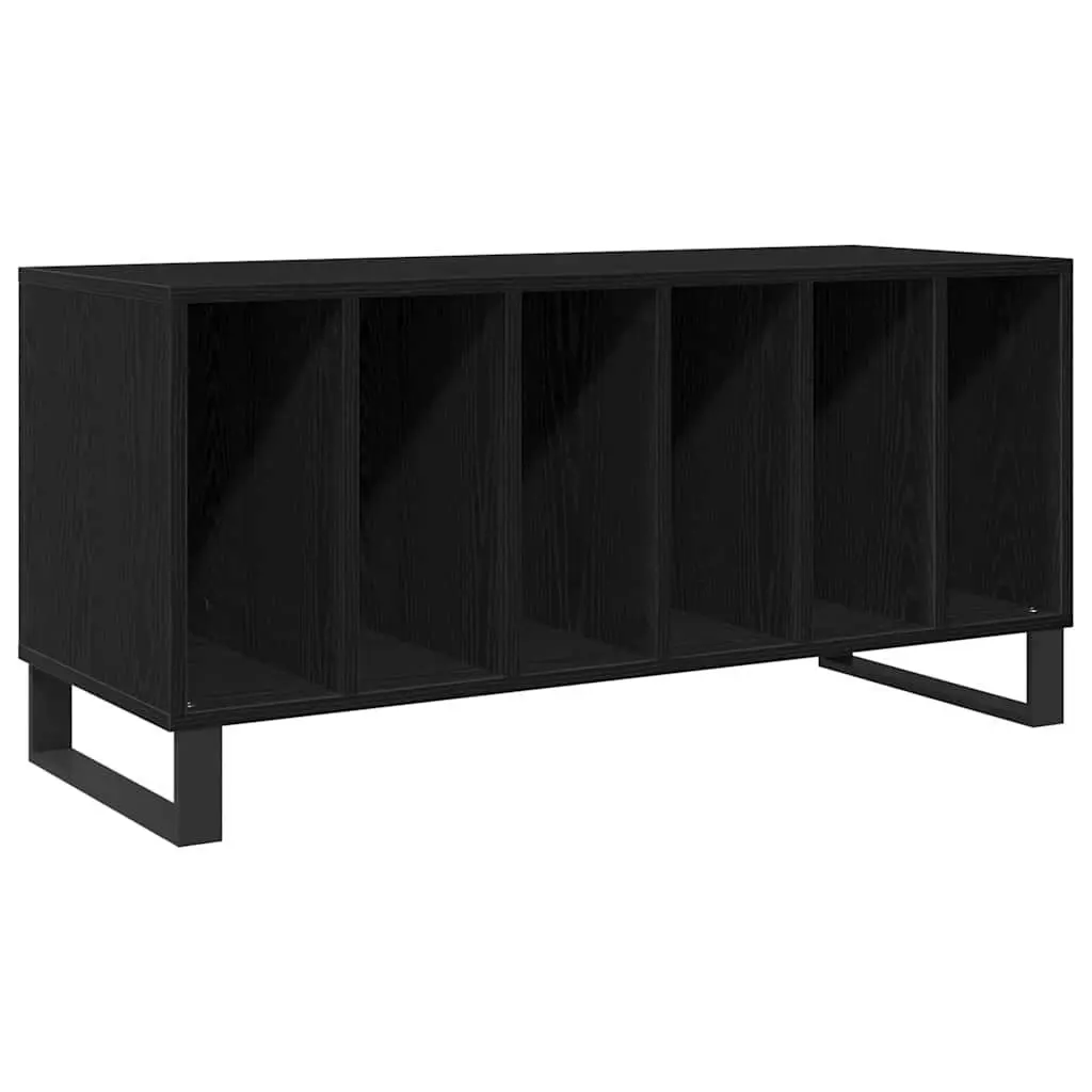 Media Storage Cabinet Black Engineered Wood Shelving Unit Living Room Furniture