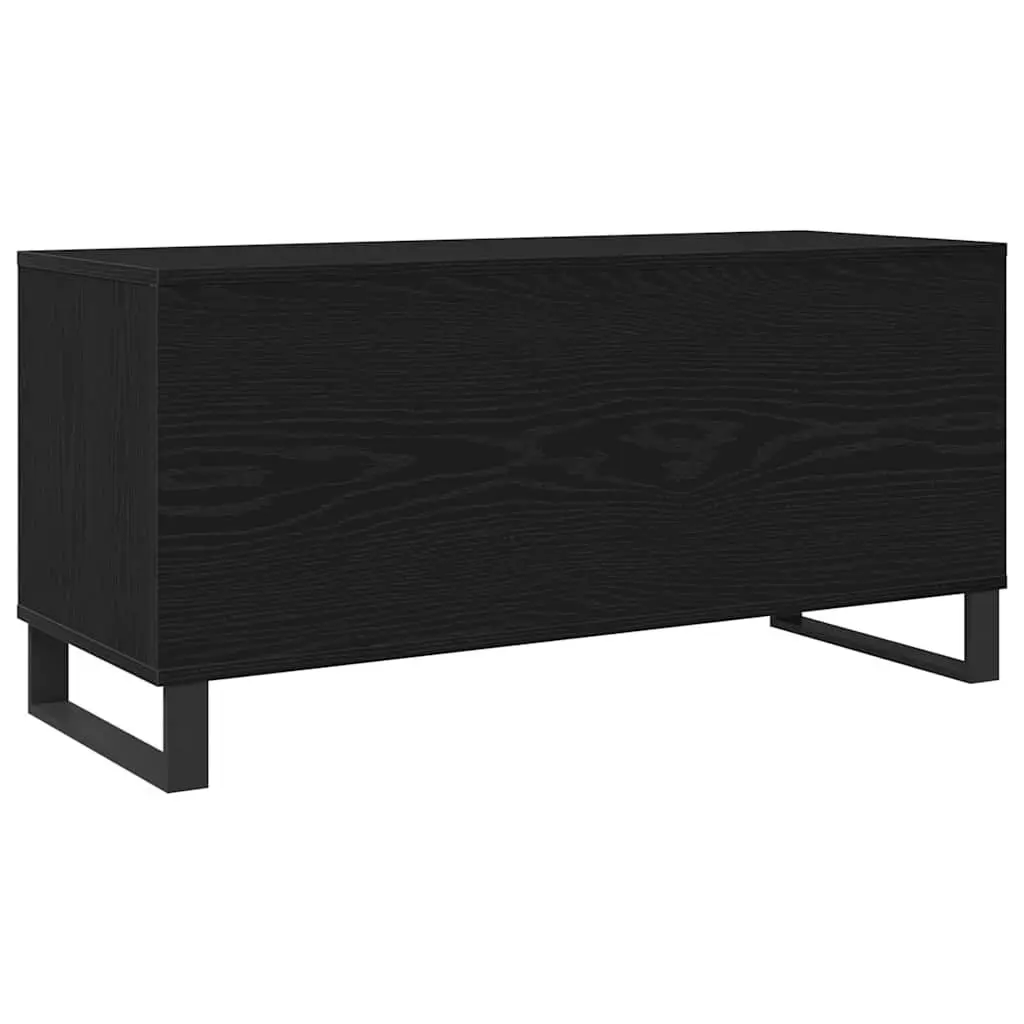 Media Storage Cabinet Black Engineered Wood Shelving Unit Living Room Furniture