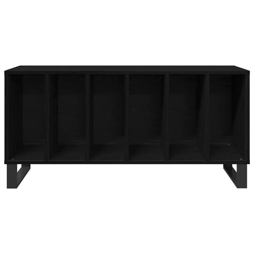 Media Storage Cabinet Black Engineered Wood Shelving Unit Living Room Furniture