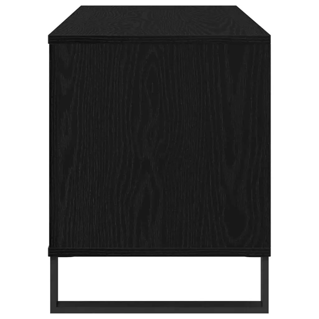 Media Storage Cabinet Black Engineered Wood Shelving Unit Living Room Furniture