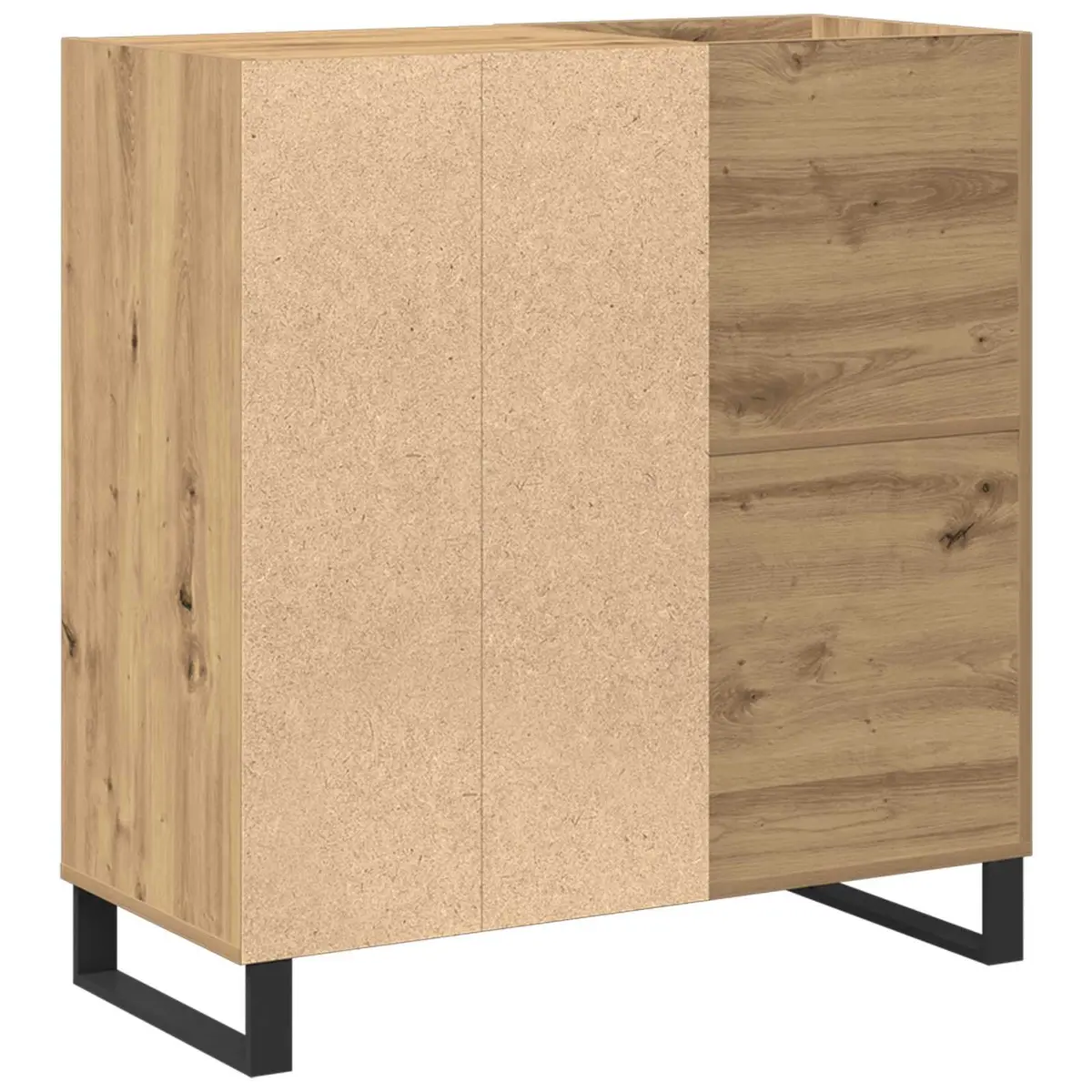 Record Storage Cabinet Brown Engineered Wood Media Shelf Display Unit 84.5 x 38 x 89 cm Tapered Steel Legs