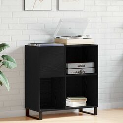 Concise Black Oak Media Storage Cabinet Overview
