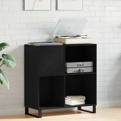 Concise Black Oak Media Storage Cabinet Overview