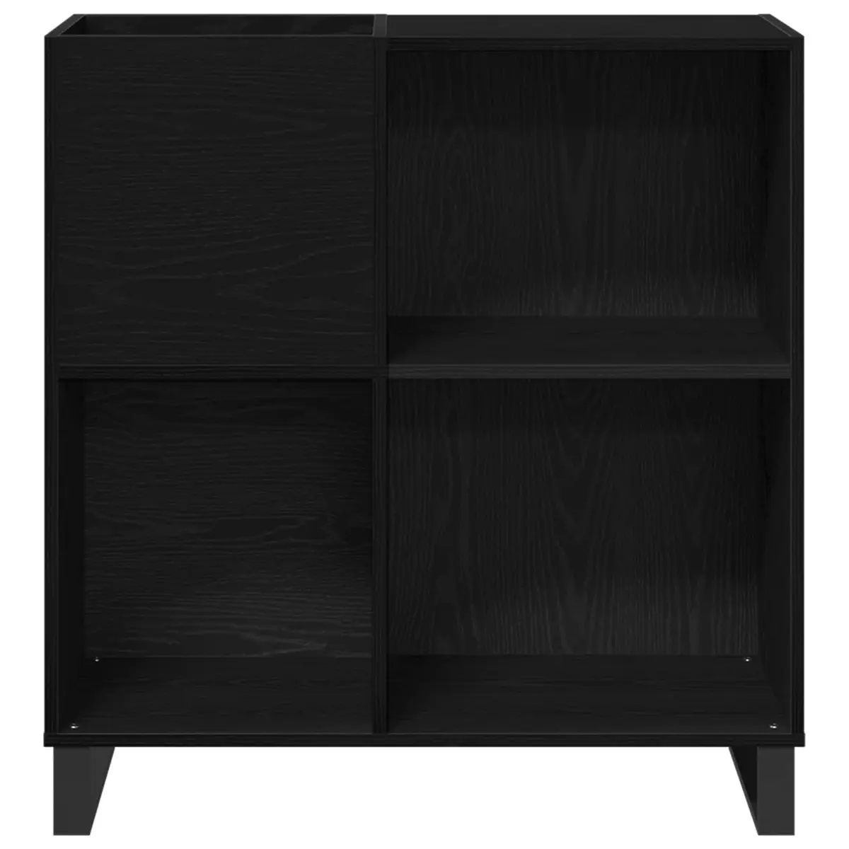 Record Cabinet Media Storage Shelving Unit Black Oak Living Room Display