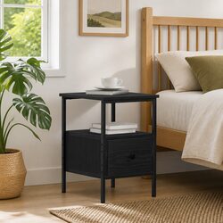 Efficient Black Bedside Cabinet 34x36x50cm for Your Space