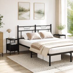Black Bedside Cabinet Set: 2 Pieces, 34 x 36 x 50 cm