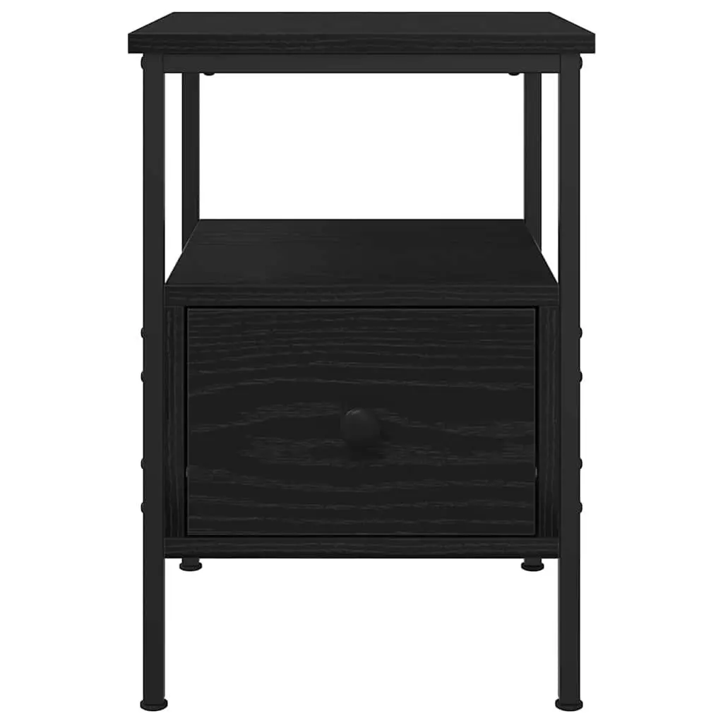Bedside Cabinet Black 34 x 36 x 50 cm 2 Piece Drawer Shelf