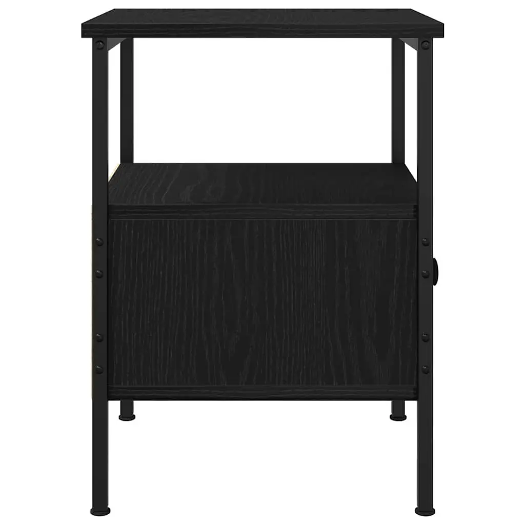 Bedside Cabinet Black 34 x 36 x 50 cm 2 Piece Drawer Shelf