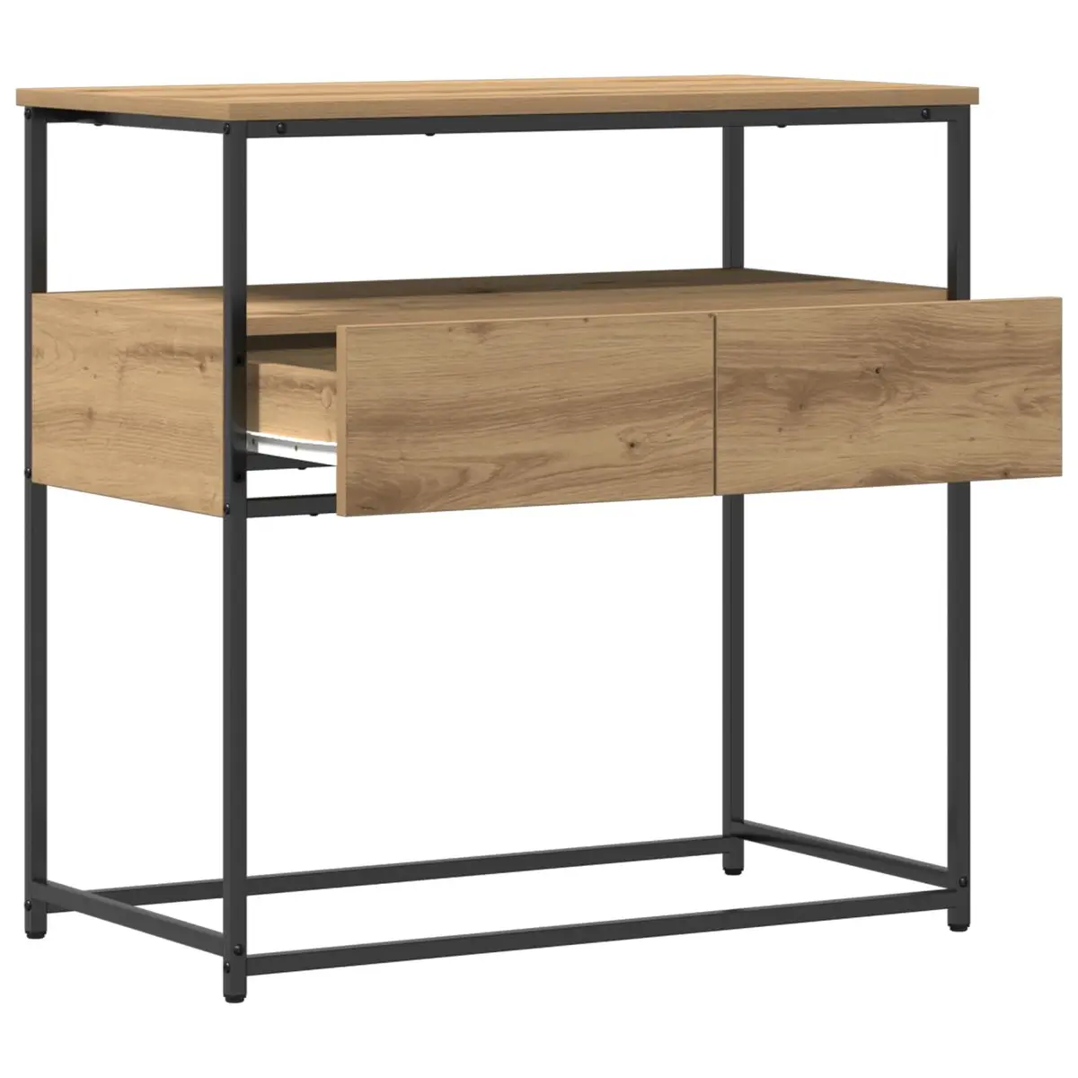 Console Table with Storage Shelves Industrial Modern Design Brown Engineered