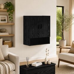 Compact Black Oak Wall-Mounted Storage Solution