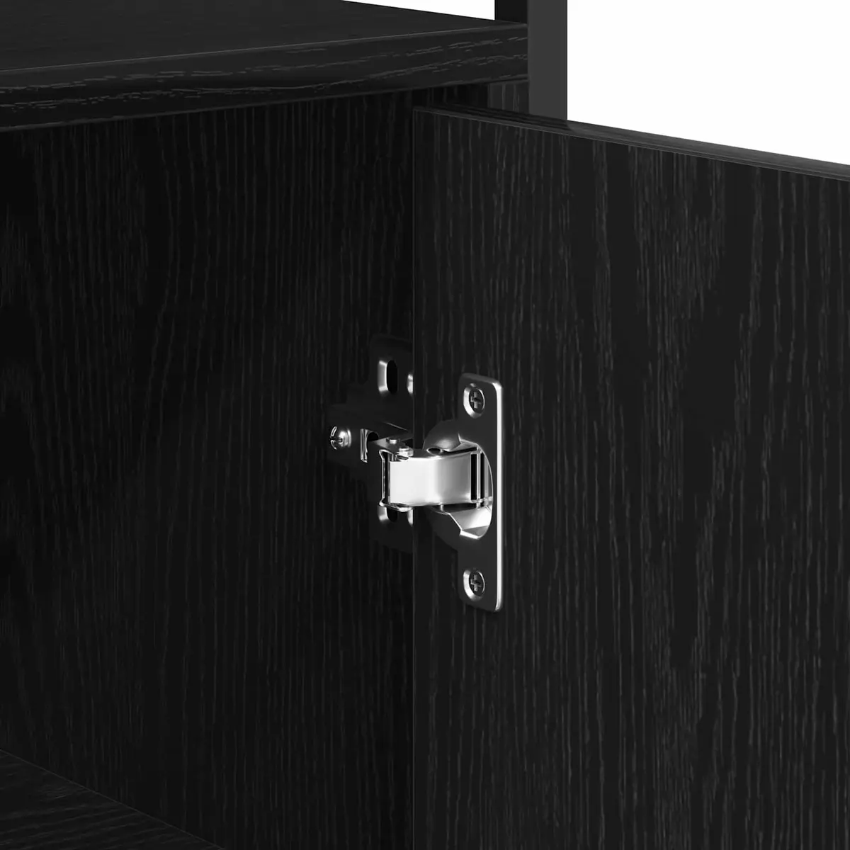 Sideboard Black 70 x 30 x 80 cm Engineered Wood with Steel Accents Modern Storage Cabinet for Living Dining