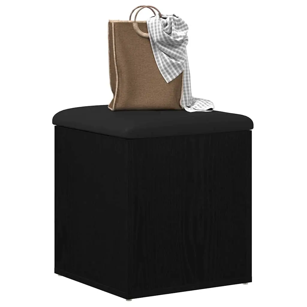 Storage Bench Black Oak Modern Living Room Furniture Engineered Wood Hallway