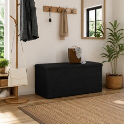 Compact Black Oak Storage Bench for Your Needs