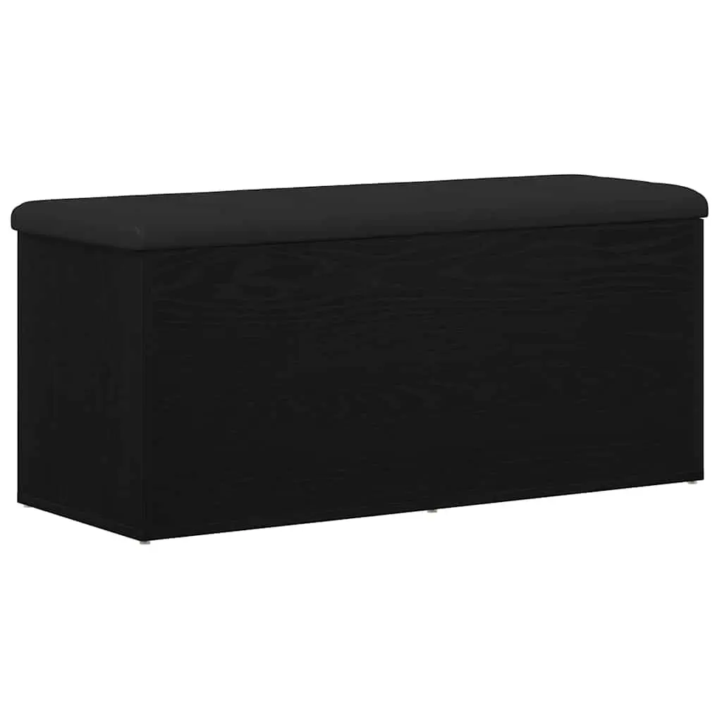 Storage Bench Black Oak 102x42x45cm Modern Engineered Wood Spacious Storage Compartment