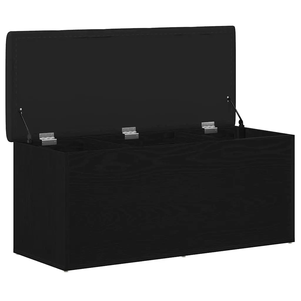 Storage Bench Black Oak 102x42x45cm Modern Engineered Wood Spacious Storage Compartment