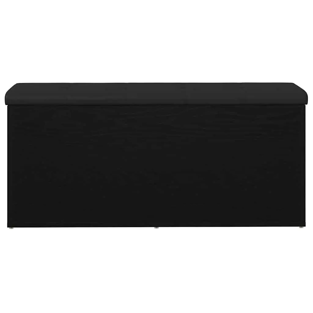 Storage Bench Black Oak 102x42x45cm Modern Engineered Wood Spacious Storage Compartment