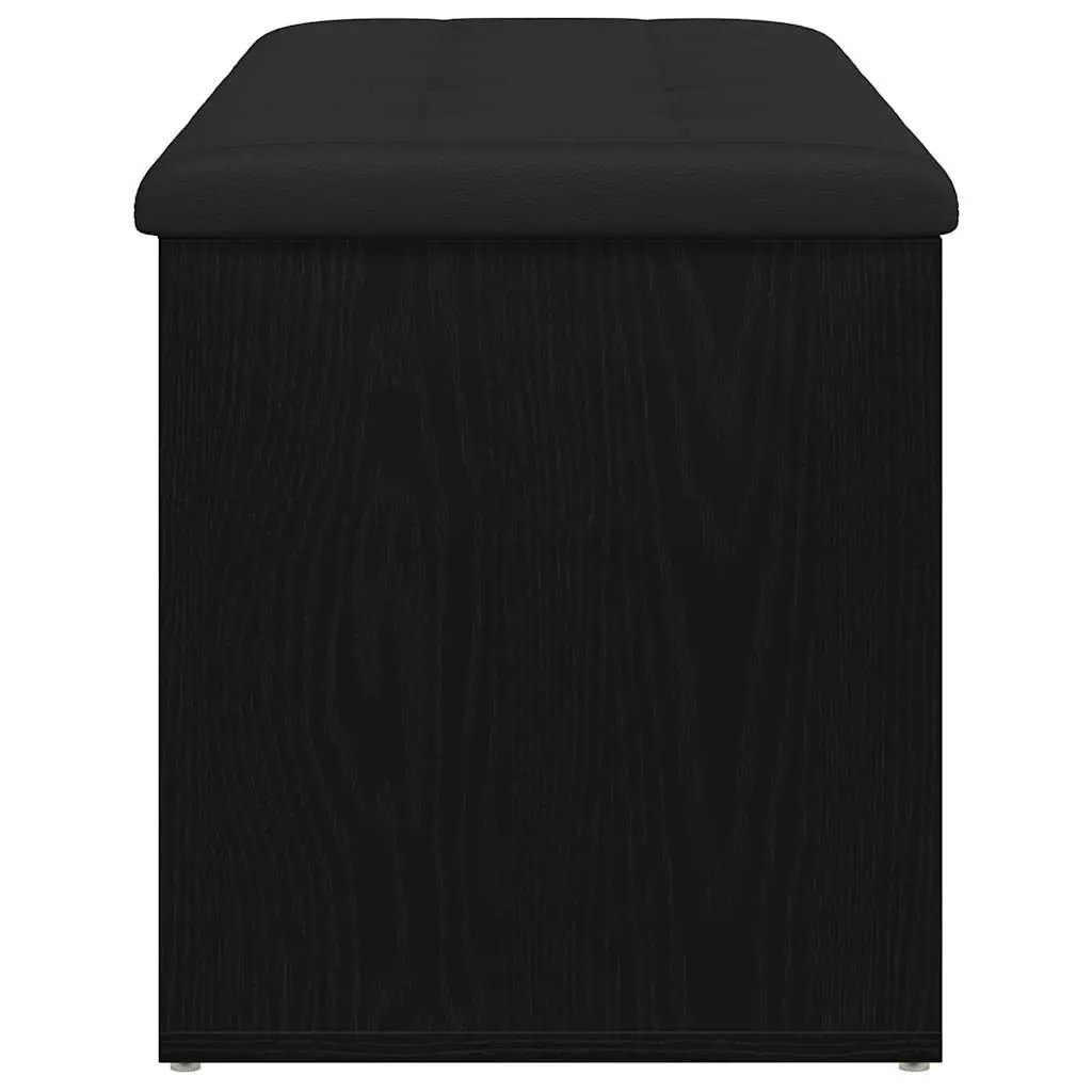 Storage Bench Black Oak 102x42x45cm Modern Engineered Wood Spacious Storage Compartment