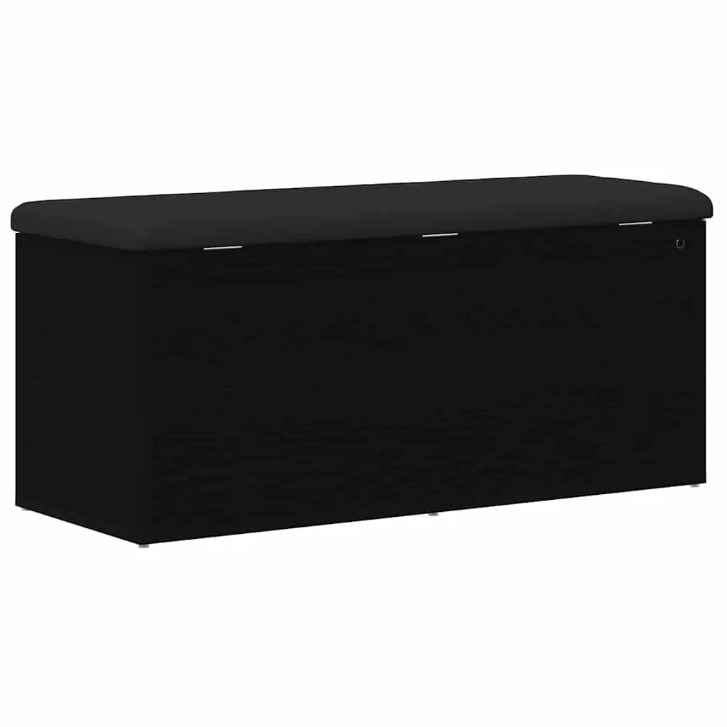 Storage Bench Black Oak 102x42x45cm Modern Engineered Wood Spacious Storage Compartment