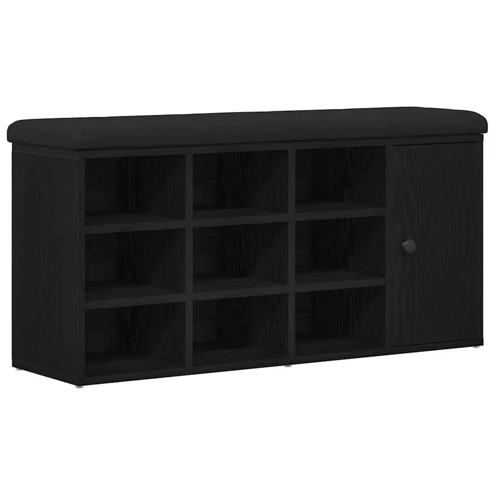 Storage Bench Black Oak 102 x 32 x 50 cm Engineered Wood Integrated Storage Compartment