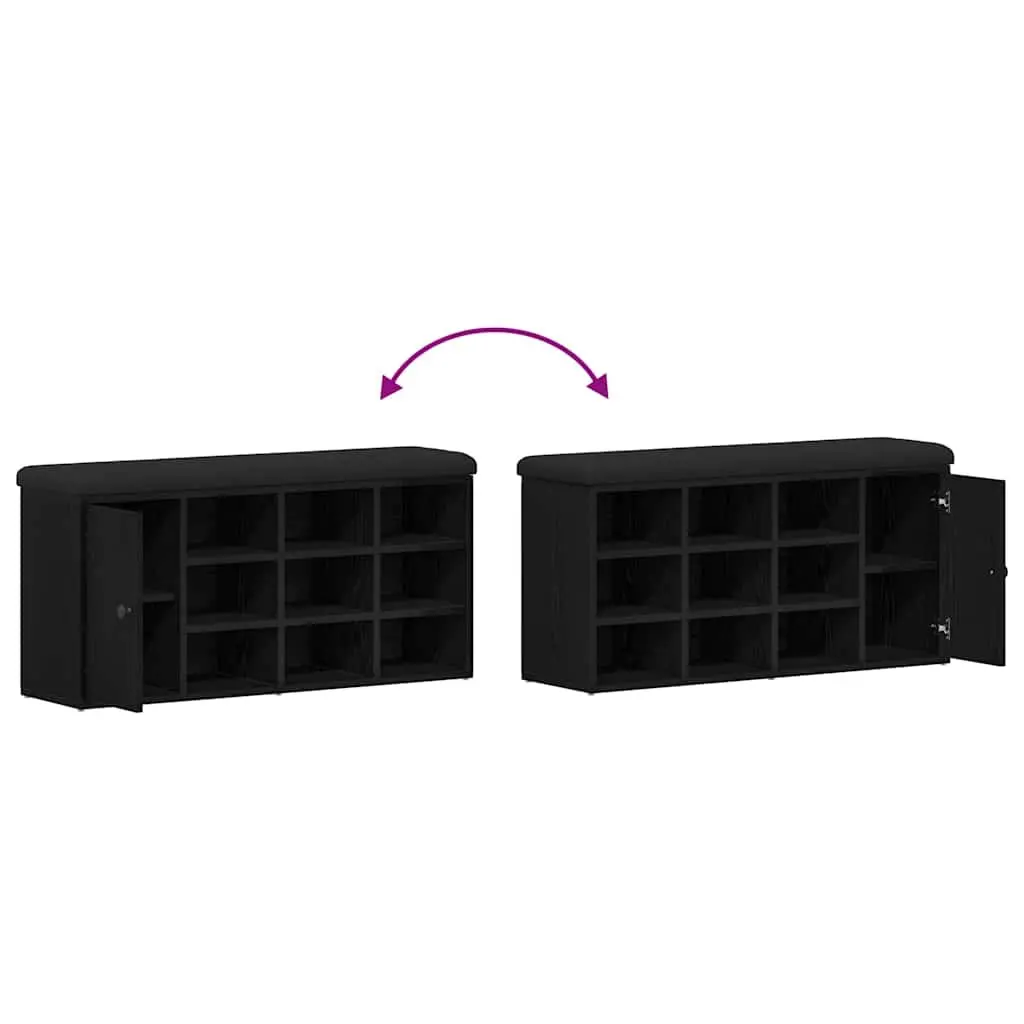 Storage Bench Black Oak 102 x 32 x 50 cm Engineered Wood Integrated Storage Compartment