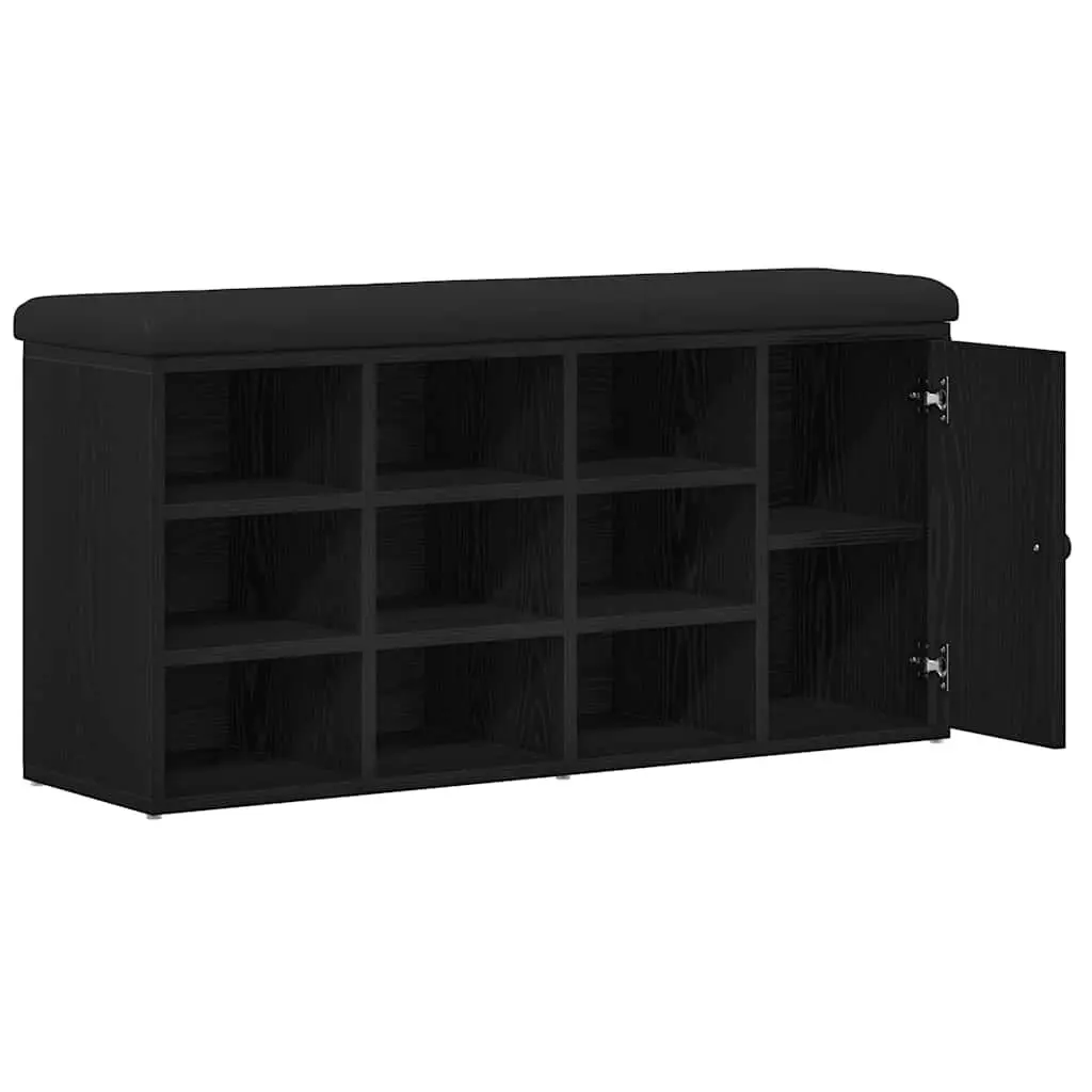 Storage Bench Black Oak 102 x 32 x 50 cm Engineered Wood Integrated Storage Compartment