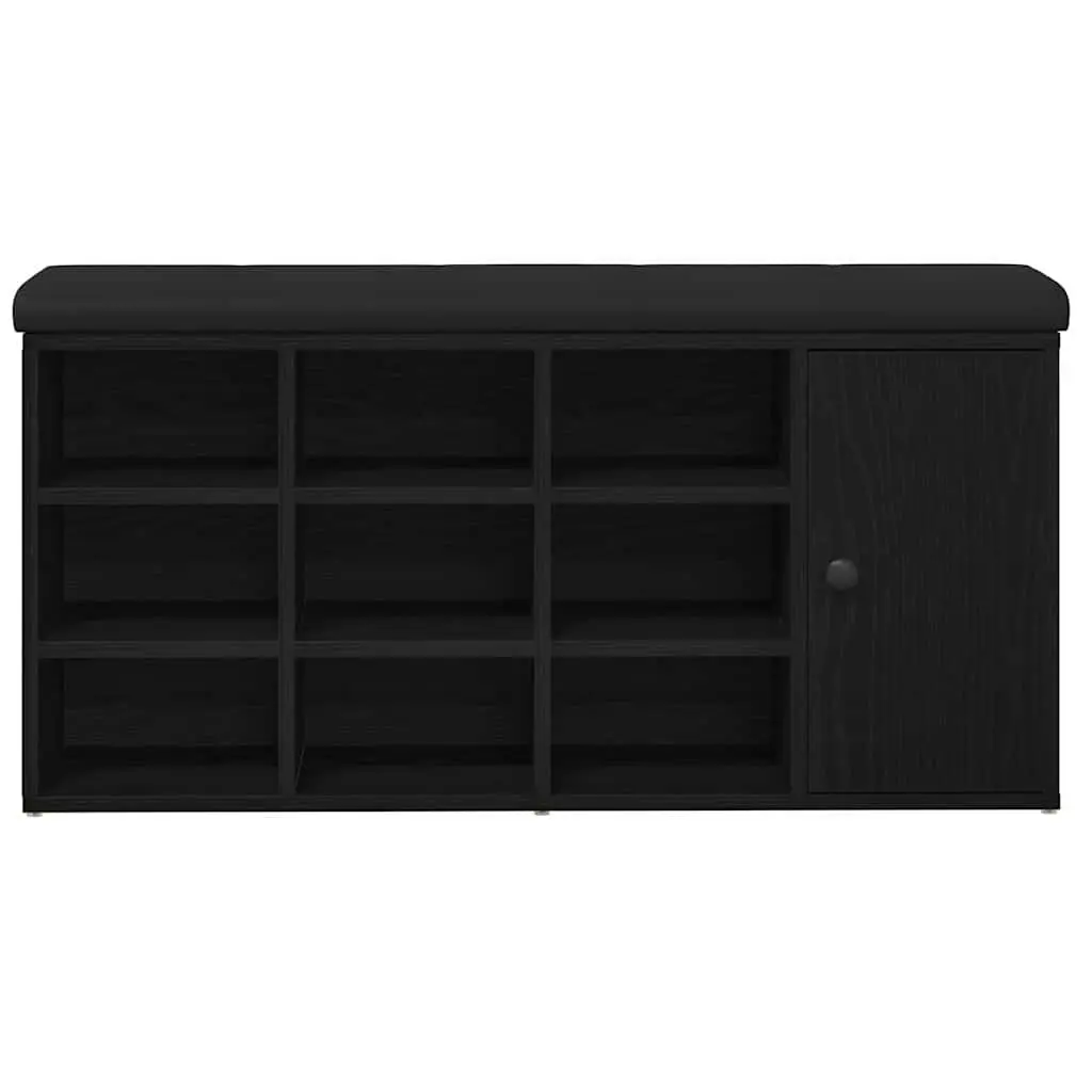 Storage Bench Black Oak 102 x 32 x 50 cm Engineered Wood Integrated Storage Compartment
