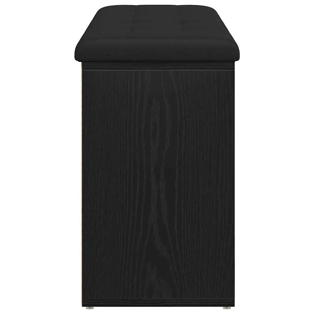Storage Bench Black Oak 102 x 32 x 50 cm Engineered Wood Integrated Storage Compartment