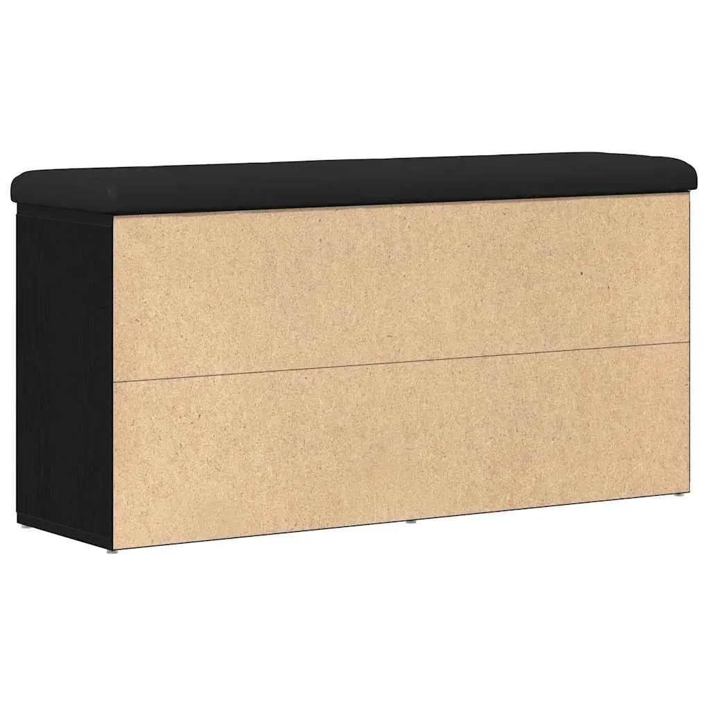Storage Bench Black Oak 102 x 32 x 50 cm Engineered Wood Integrated Storage Compartment
