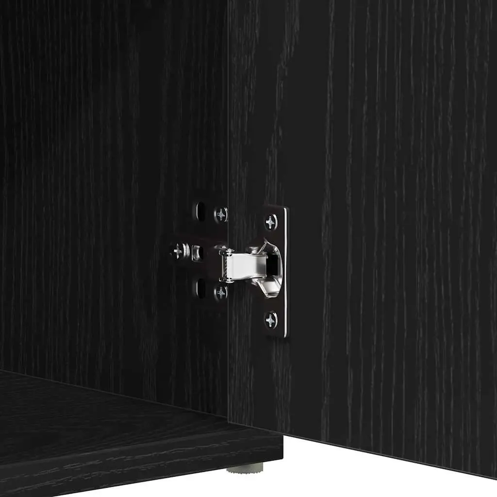 Storage Bench Black Oak 102 x 32 x 50 cm Engineered Wood Integrated Storage Compartment
