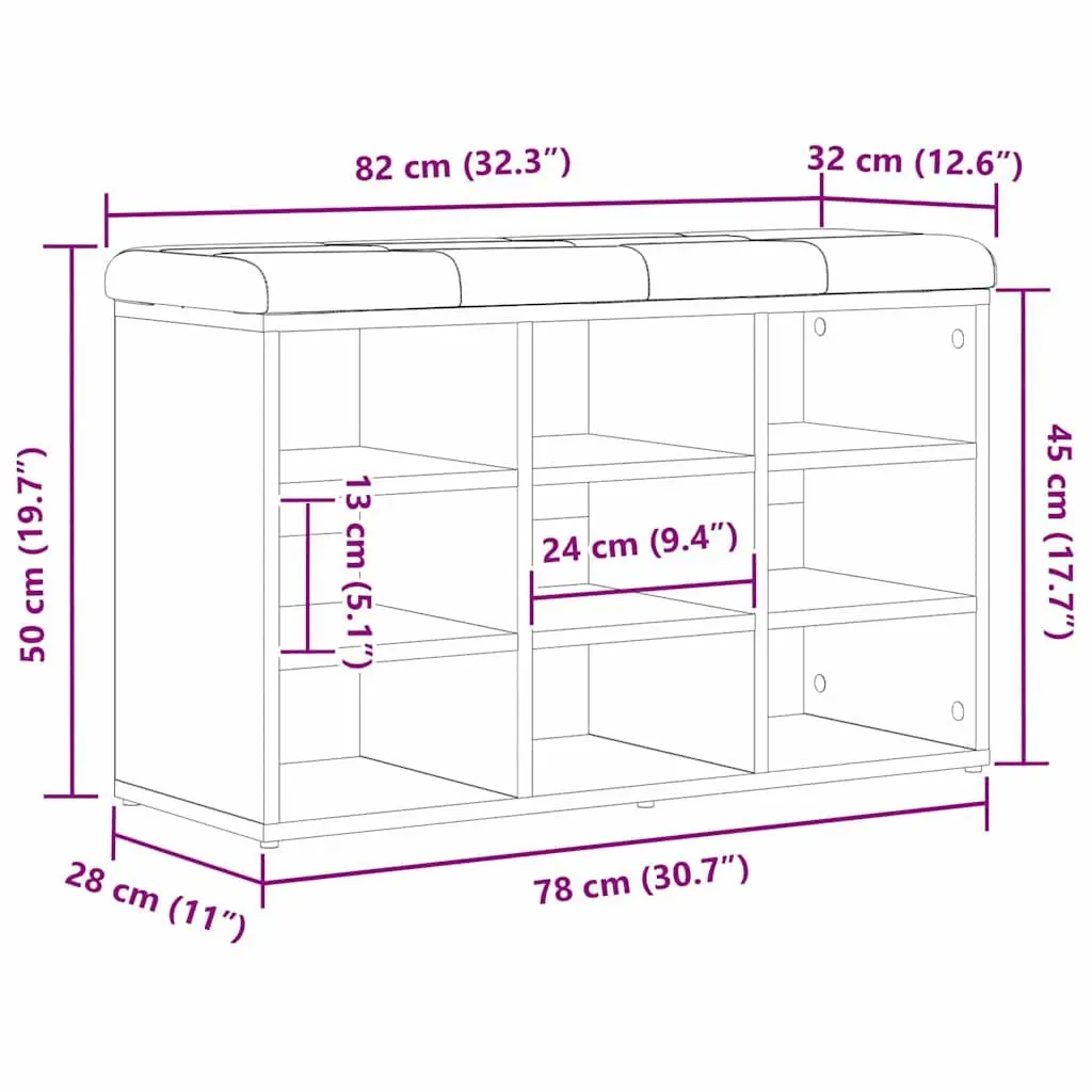 Shoe Bench Black Engineered Wood Modern Entryway Seating with Storage Shelf