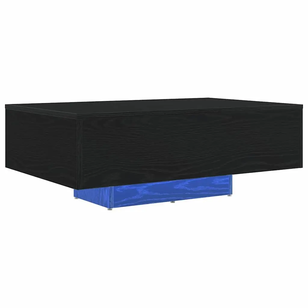 Coffee Table Black Oak 85x55x31cm LED Lights Modern Engineered Wood Accent