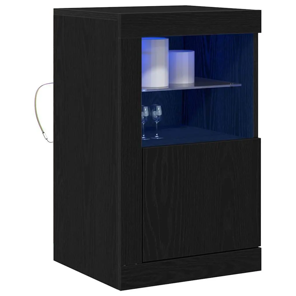 LED Sideboard Black Oak 2 pcs RGB Lights Storage Unit